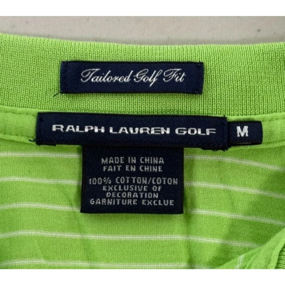Ralph Lauren Women Golf Tennis Style Green Striped Polo Shirt Short Sleeve Top M - Picture 7 of 7